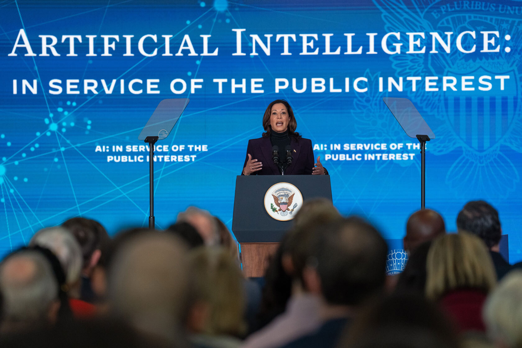 United States Vice President Kamala Harris delivers an address on Artificial Intelligence.